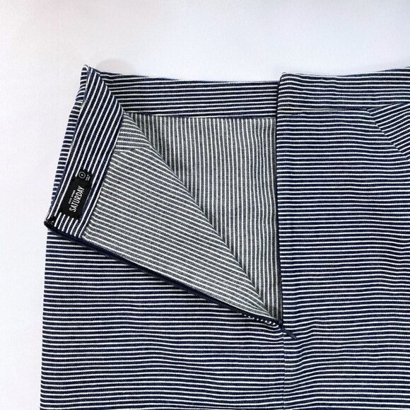 KATE SPADE SATURDAY WHITE NAVY STRIPED NAUTICAL FRONT SLIT MINI SKIRT - 8 - Picture 9 of 10